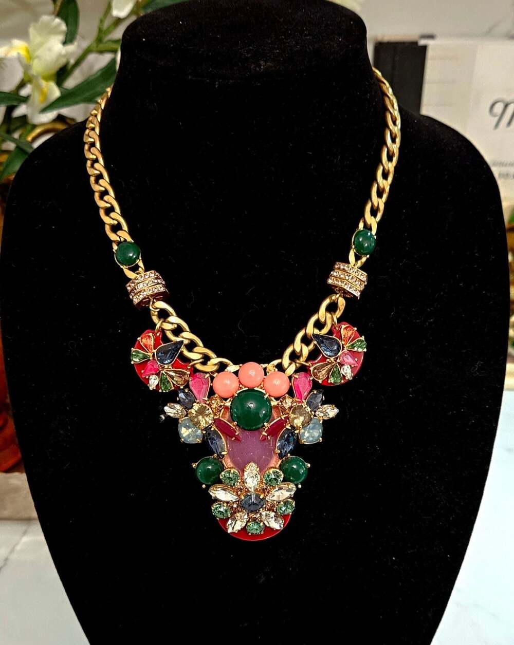 J.Crew Multicolor Gemstone and Crystal Statement Necklace
